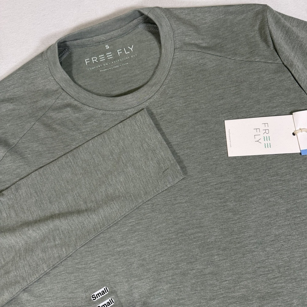 NWT Free Fly Bamboo Shade Long Sleeve Shirt Men's Size Small Heather Agave Green